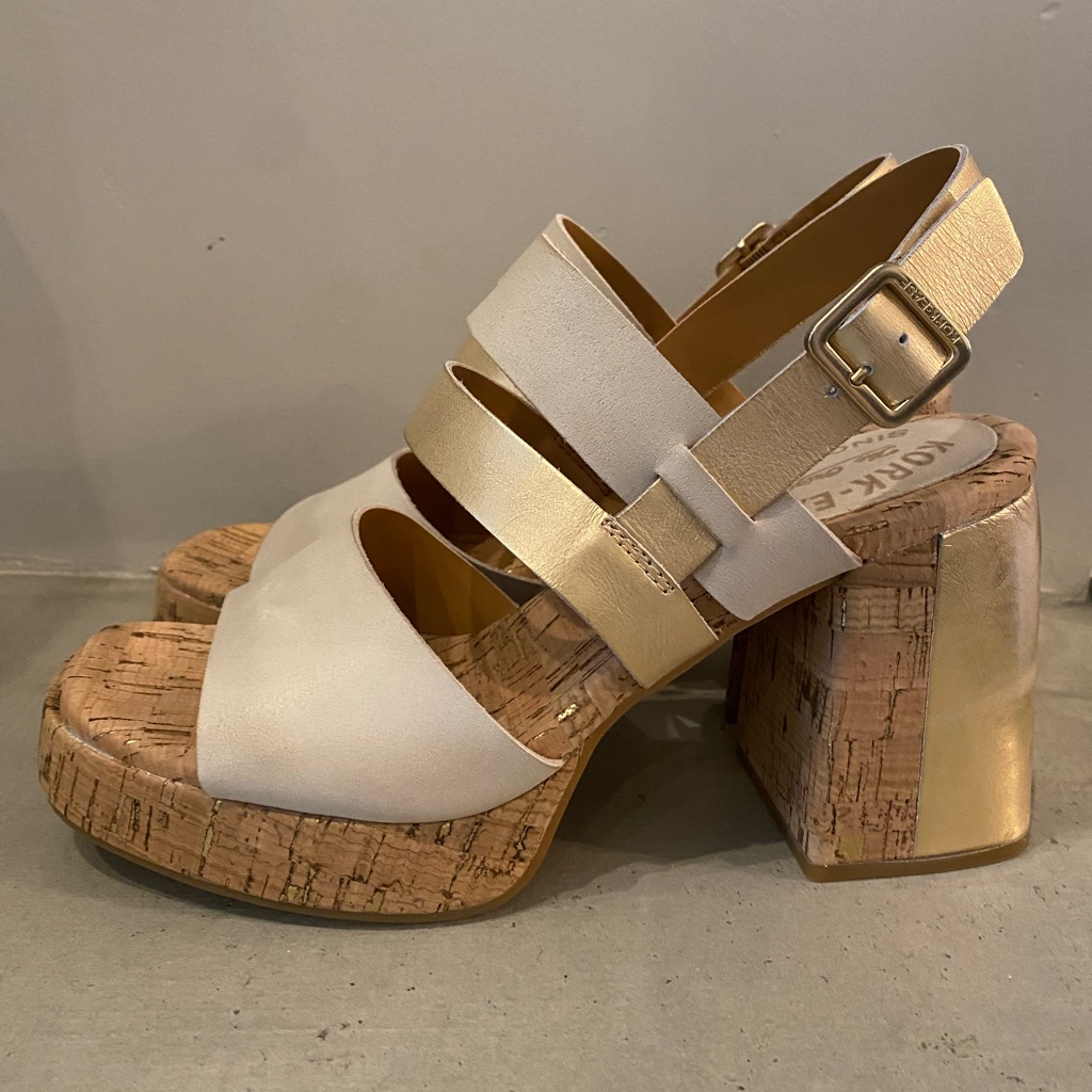 Kork-Ease White And Gold Heels